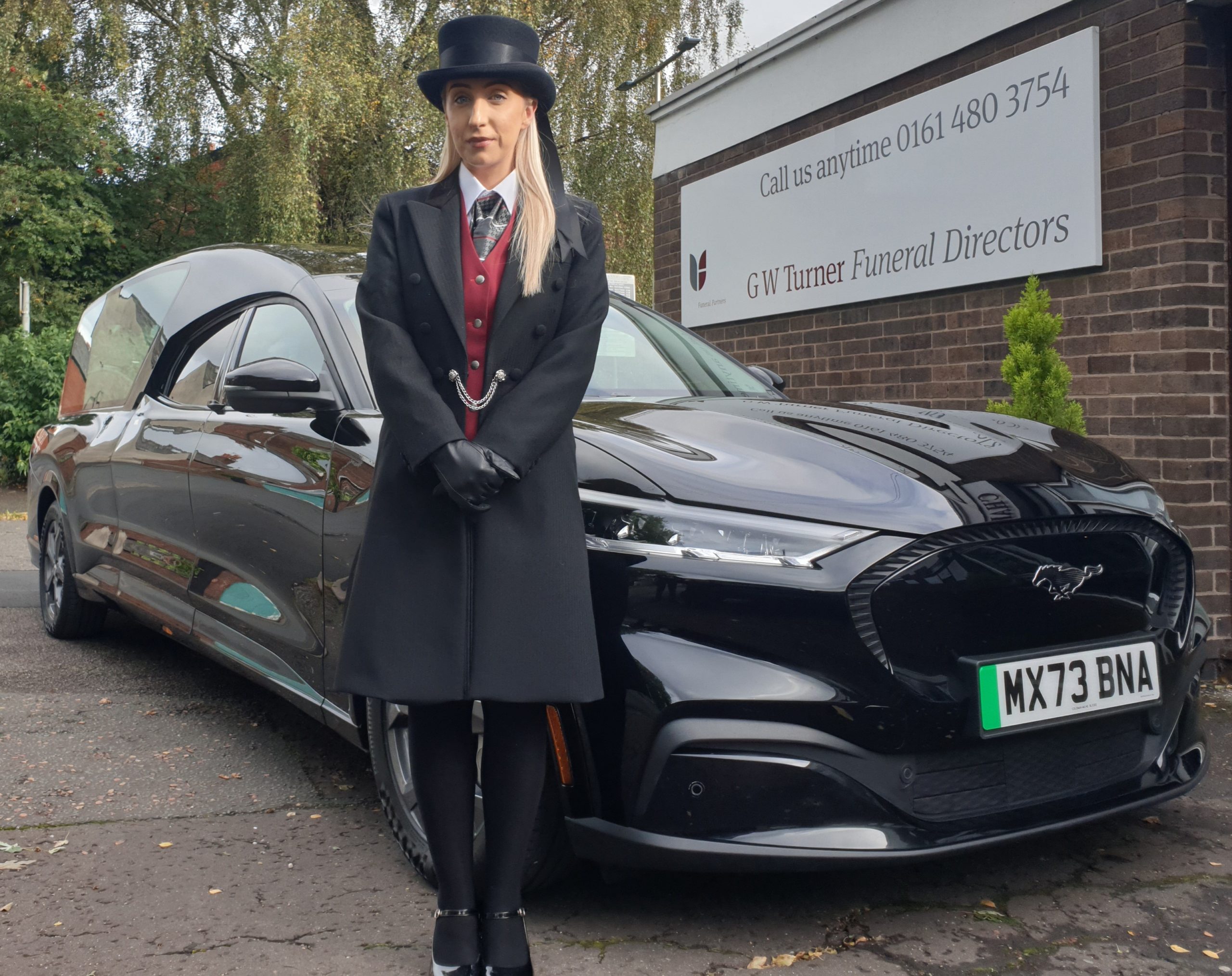 GW Turner leading the way with electric Mustang hearse and limousine for families